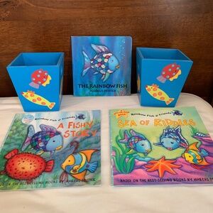Tatutina Fish Wooden Storage Boxes & The Rainbow Fish Books